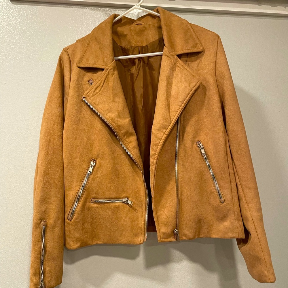 Faux Suede Moto Jacket Sz M